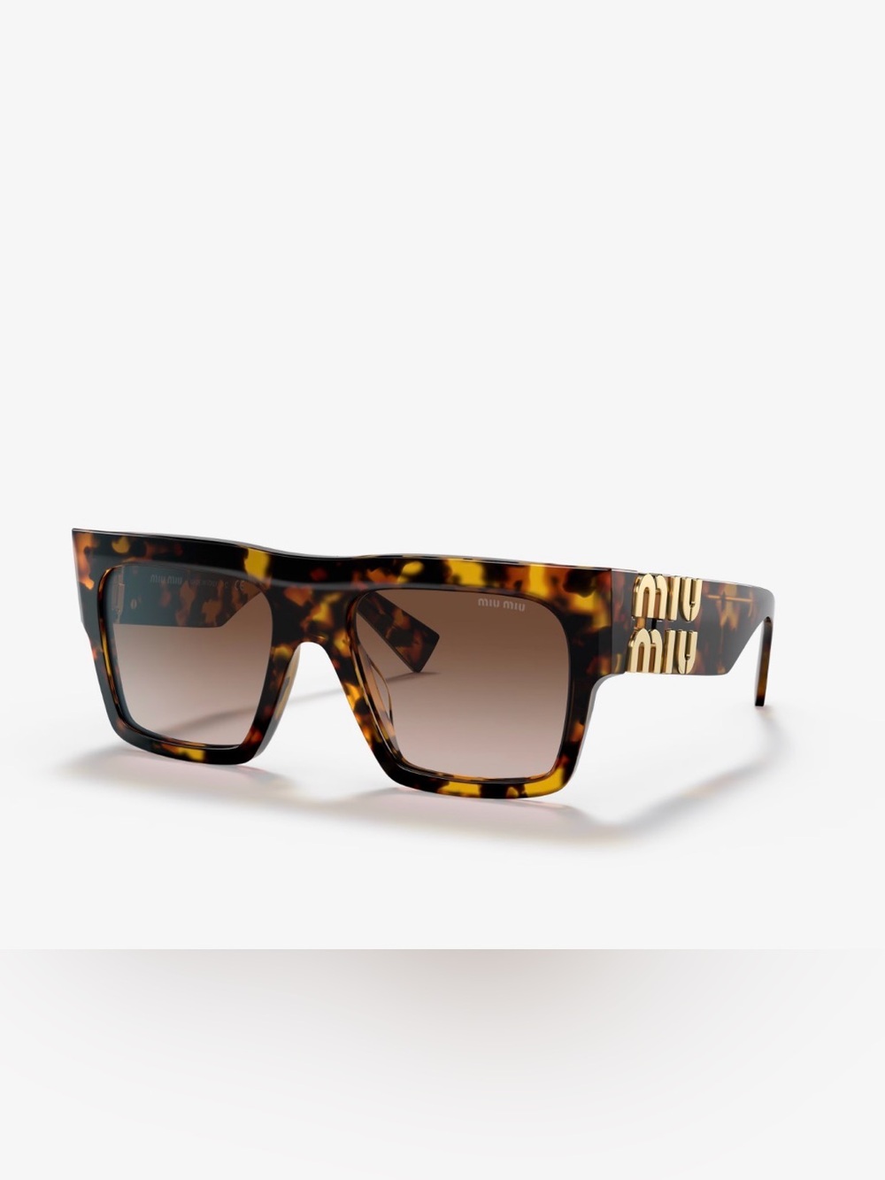 Miu Miu Tortoiseshell Square Sunglasses with Brown Gradient Lenses